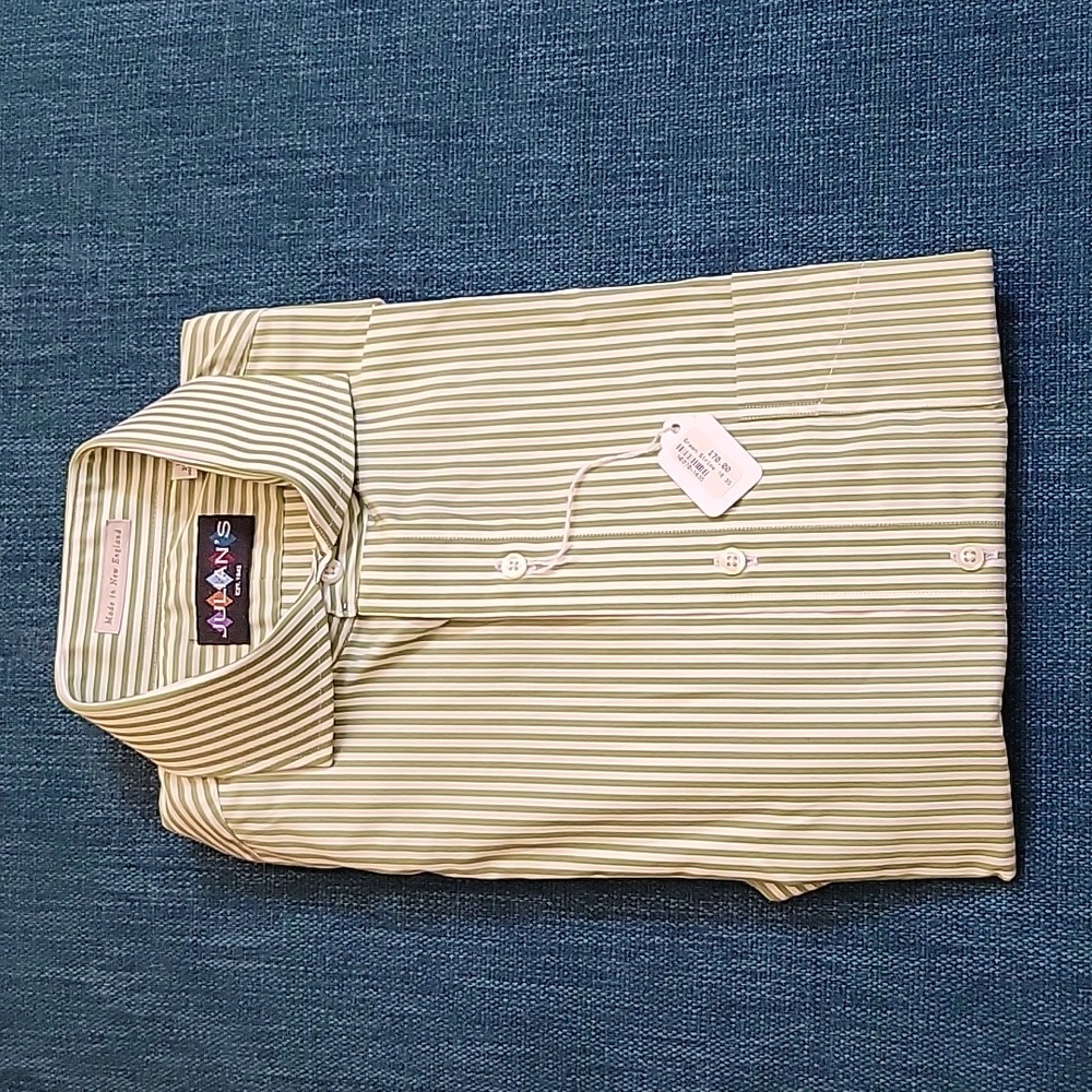 Julian's mens dress shirt green stripe 16 34/35